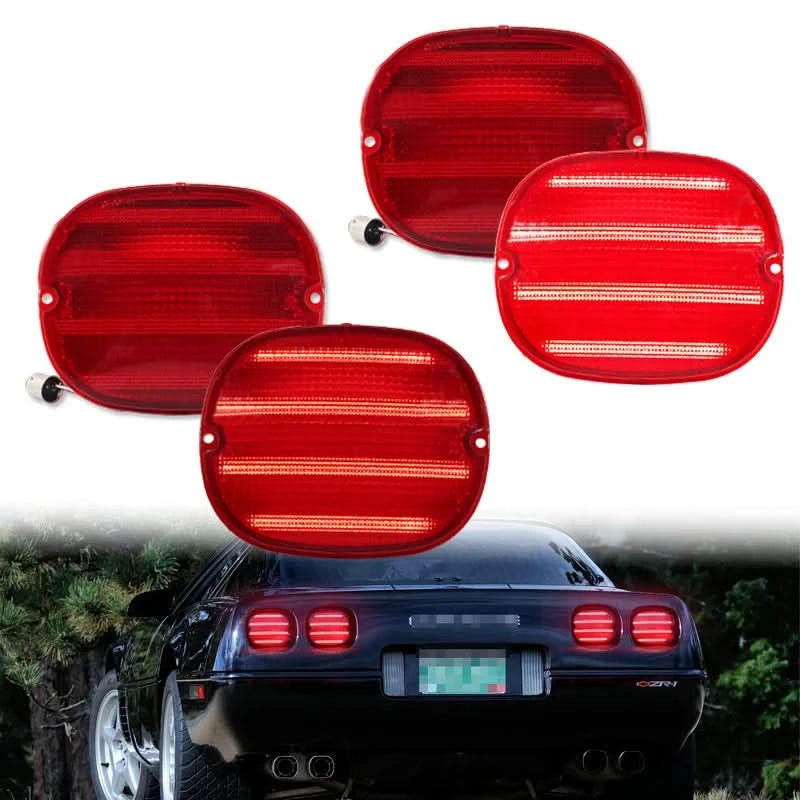 OE-Style Red LED Tail Light Kit for Chevrolet Corvette C4 1990–1996 | 4-Piece Rear Brake, Turn & Parking Lamp Set