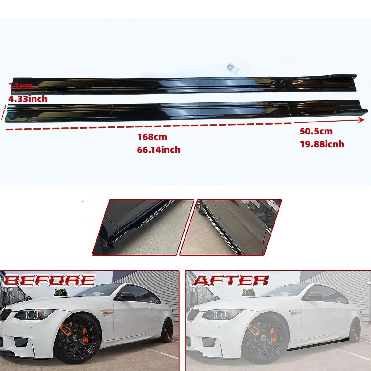 Universal Side Skirt Extension Kit – 8-Piece Winglet Splitter Lip for BMW, Audi, VW, Honda, Benz & More