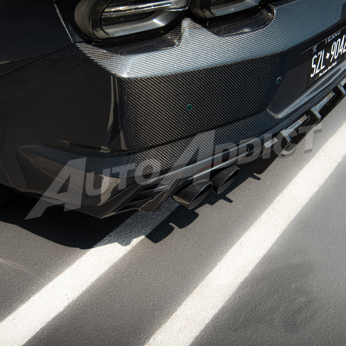 2019-2025 Camaro RS/SS/ZL1 Gloss Double Sided Carbon Fiber Rear Bumper w/Rear Diffuser Quad Tips 1pc