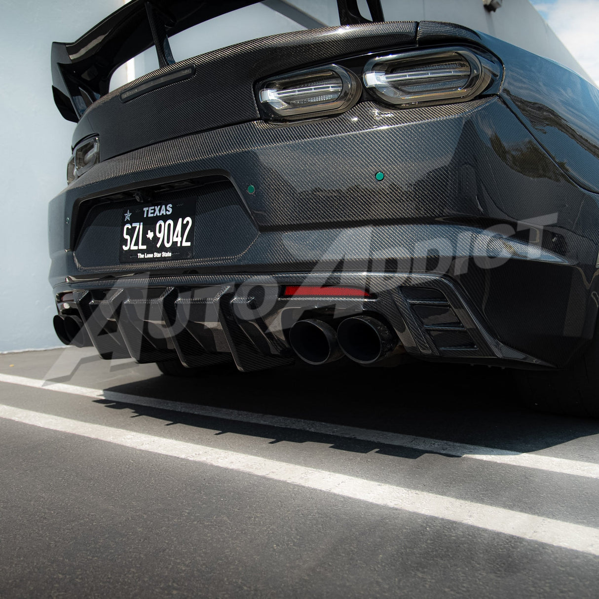 2019-2025 Camaro RS/SS/ZL1 Gloss Double Sided Carbon Fiber Rear Bumper w/Rear Diffuser Quad Tips 1pc
