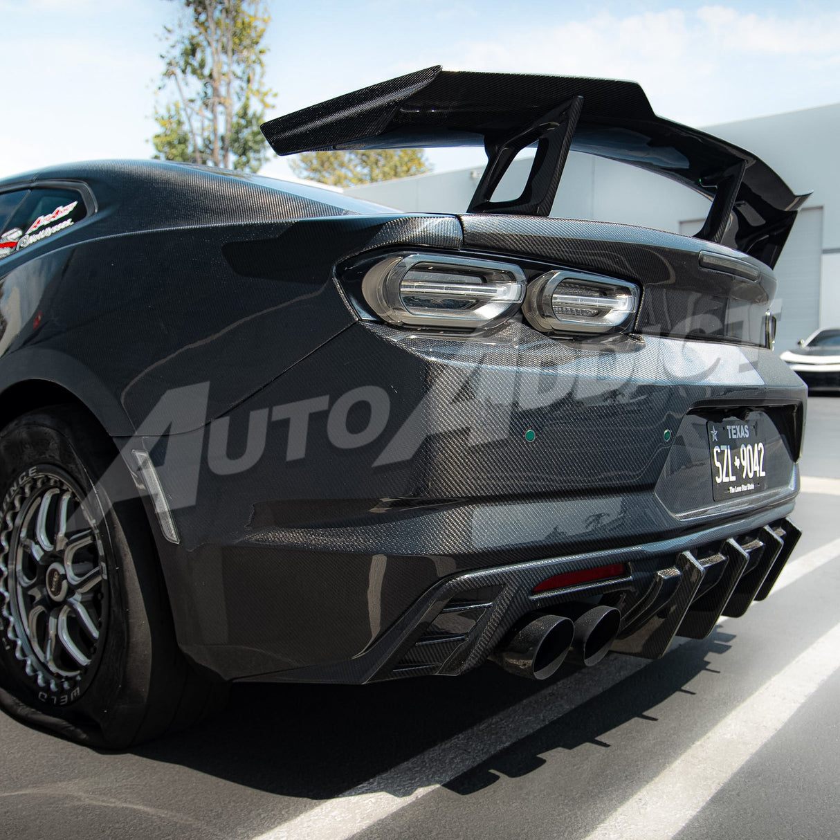 2019-2025 Camaro RS/SS/ZL1 Gloss Double Sided Carbon Fiber Rear Bumper w/Rear Diffuser Quad Tips 1pc
