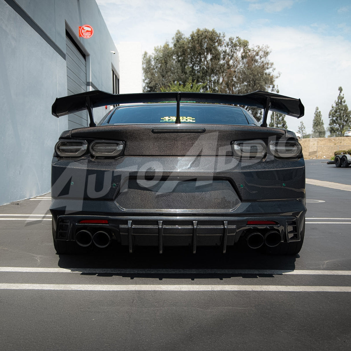 2019-2025 Camaro RS/SS/ZL1 Gloss Double Sided Carbon Fiber Rear Bumper w/Rear Diffuser Quad Tips 1pc