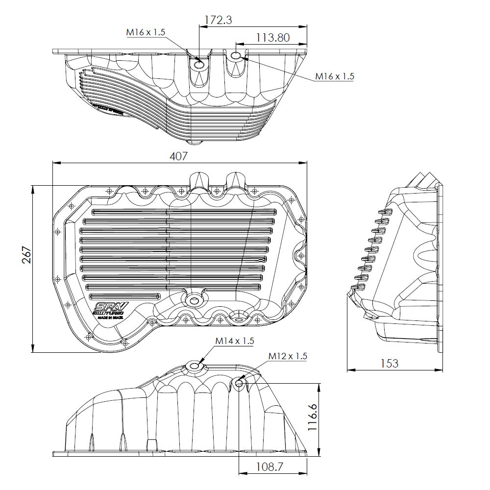 Aluminum Oil Pan Sump 4.22 quarts (4.0L) for VW 1.8 2.0 8V 16V