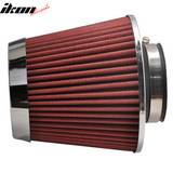 Universal Fit Honda Mesh 3 Inch Cold Air Intake Cone Filter Red/Chrome