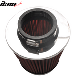 Universal Fit Honda Mesh 3 Inch Cold Air Intake Cone Filter Red/Chrome