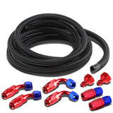 Universal Fuel Tank Fittings with Braided Stainless Steel Feed Return Line 10AN to AN6 - Black Nylon Stainless Steel