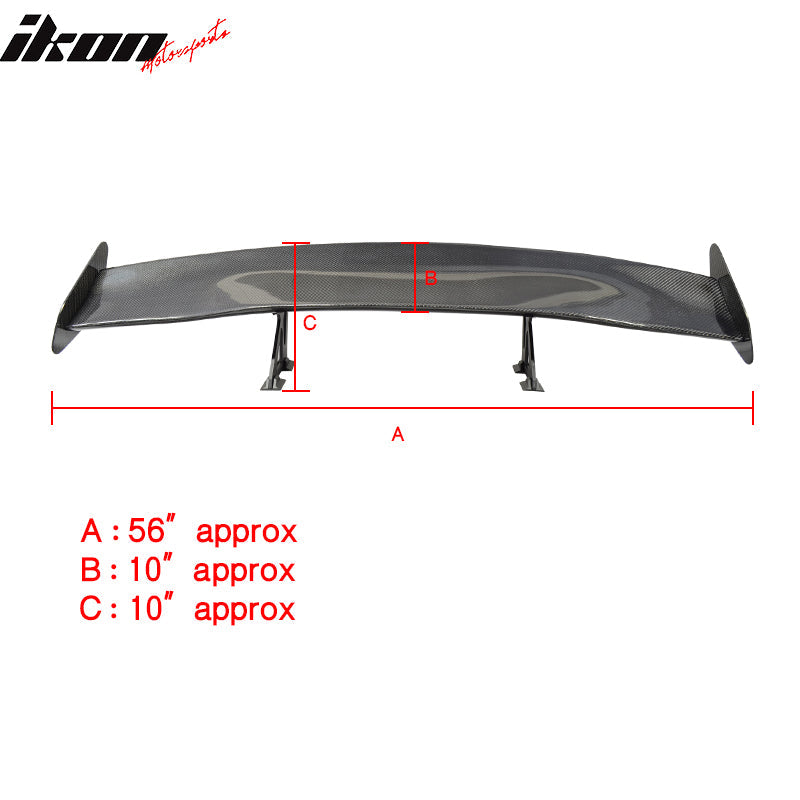 56"Inch GT Style 3D Carbon Fiber Racing Race Drag Trunk Spoiler Wing