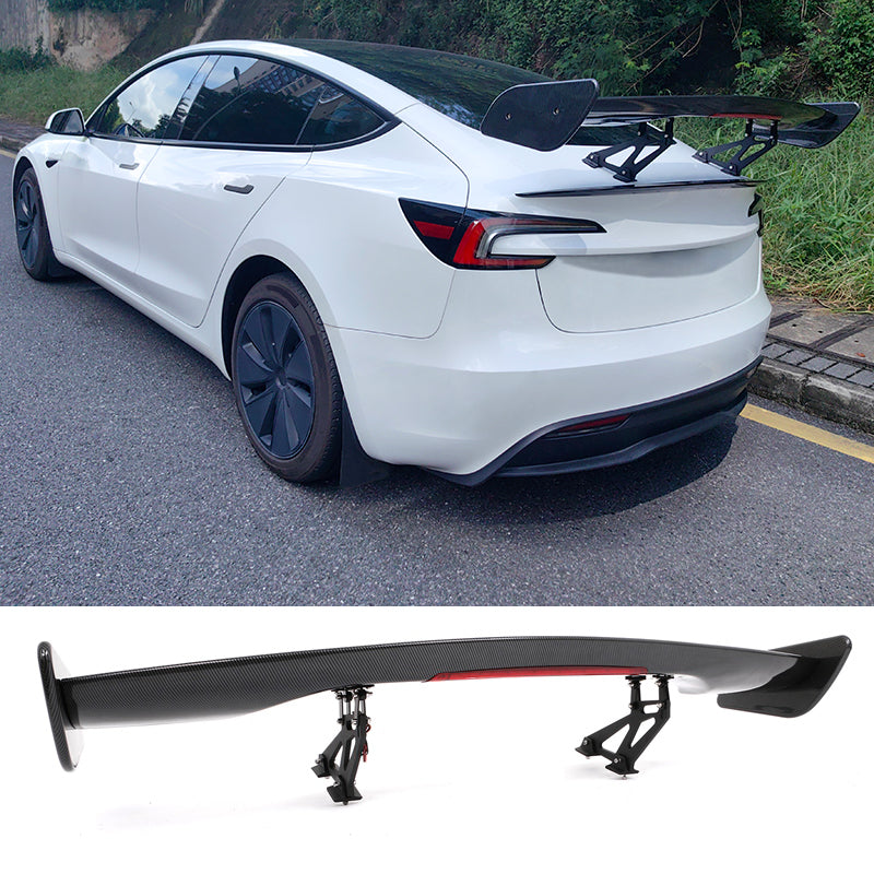 Universal JDM GT Style Carbon Fiber Print Trunk Spoiler ABS w/ Light
