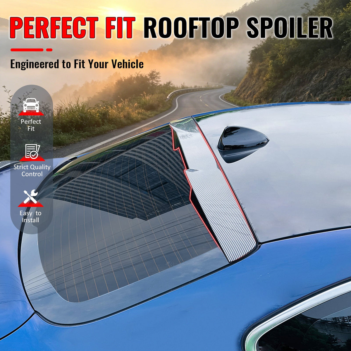 2017-2026 Alfa Romeo Giulia V Style Rear Roof Spoiler Carbon Fiber Print ABS