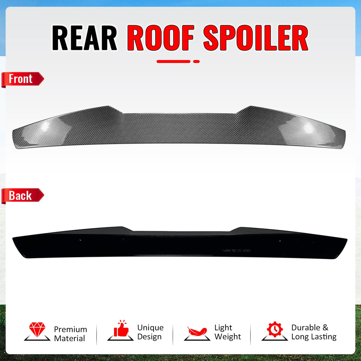 2017-2026 Alfa Romeo Giulia V Style Rear Roof Spoiler Carbon Fiber Print ABS