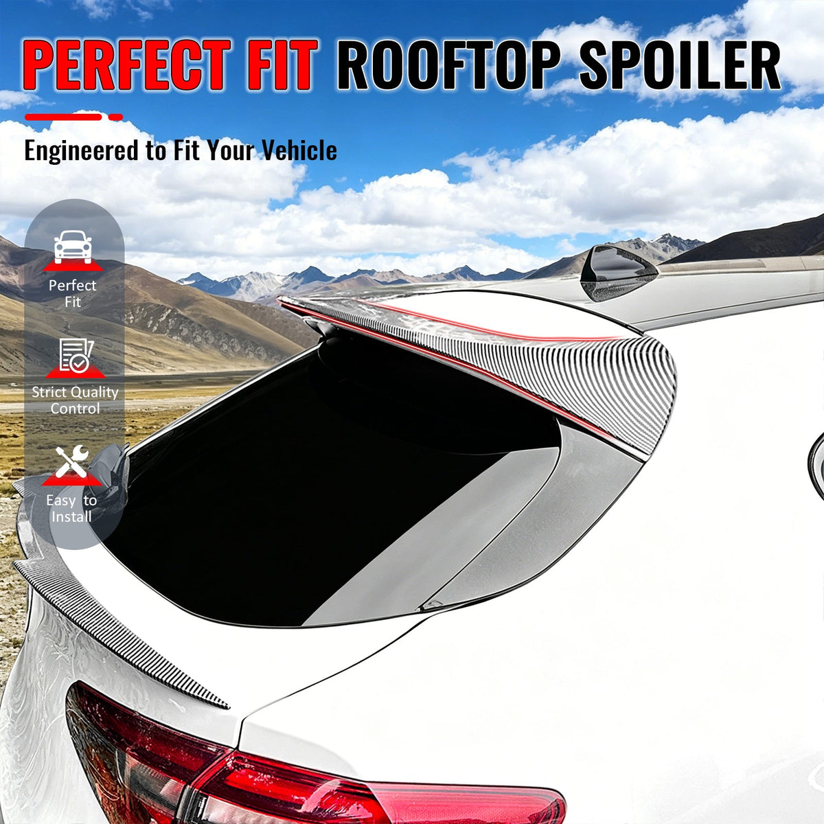 2017-2026 Alfa Romeo Stelvio IKON Style Rear Roof Spoiler Carbon Fiber Print ABS
