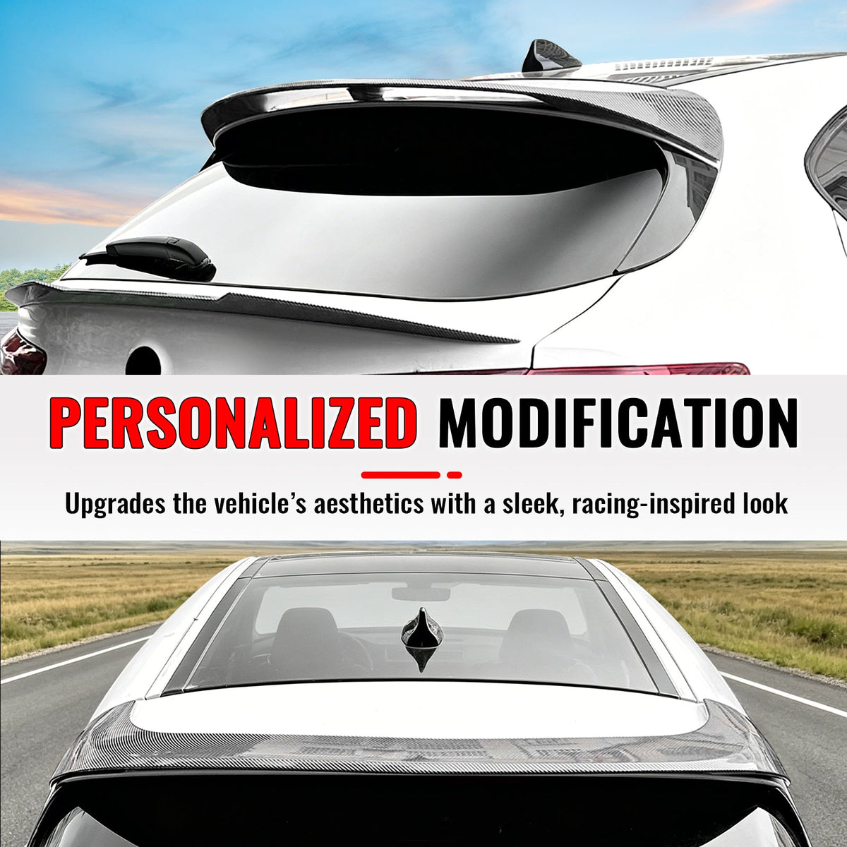 2017-2026 Alfa Romeo Stelvio IKON Style Rear Roof Spoiler Carbon Fiber Print ABS