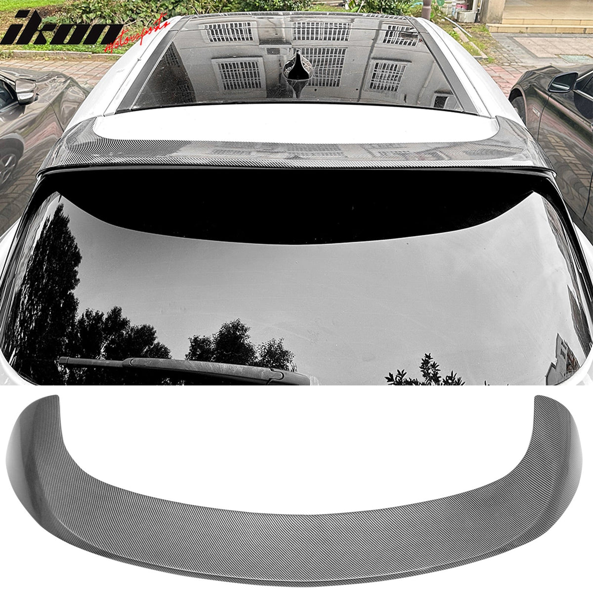 2017-2026 Alfa Romeo Stelvio IKON Style Rear Roof Spoiler Carbon Fiber Print ABS
