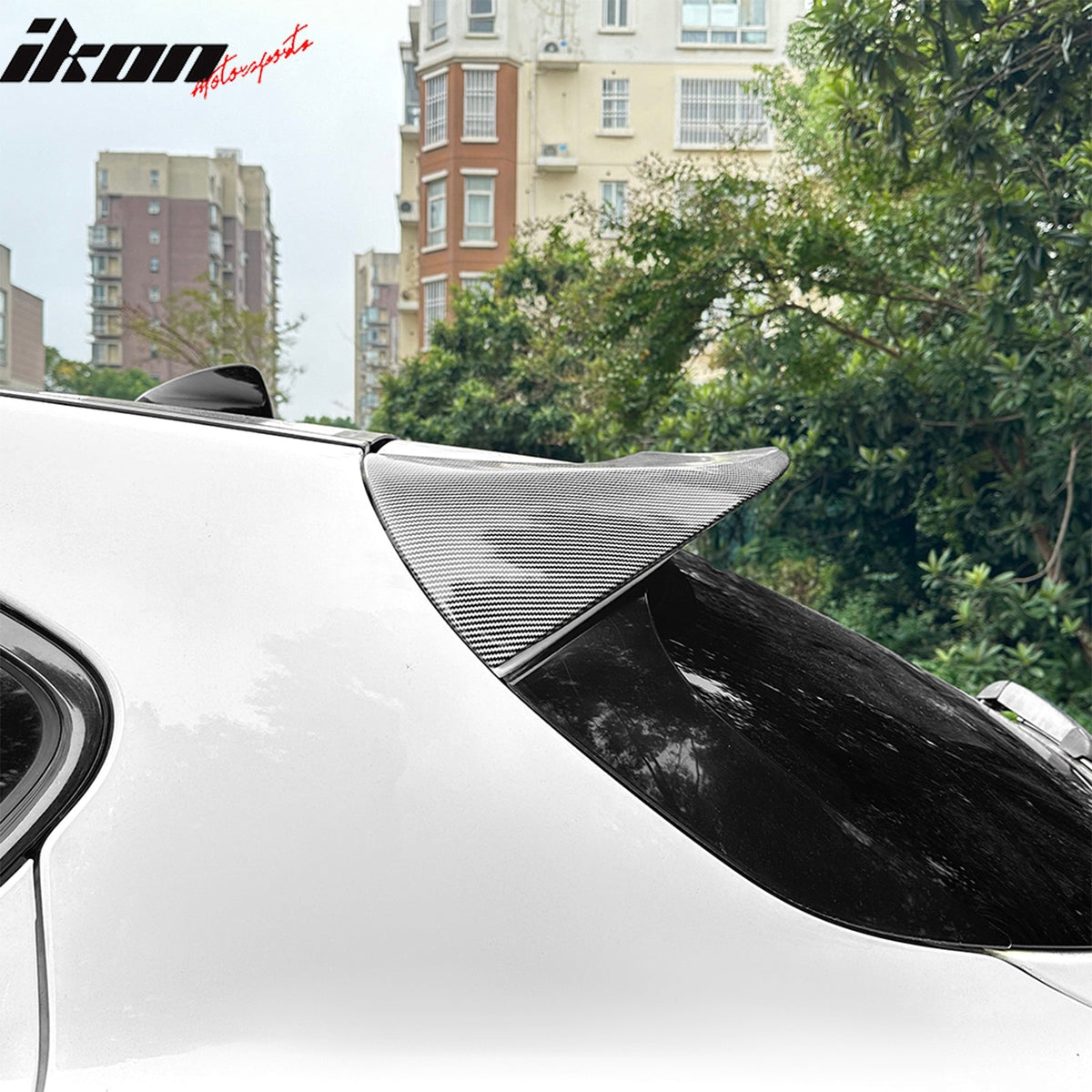 2017-2026 Alfa Romeo Stelvio IKON Style Rear Roof Spoiler Carbon Fiber Print ABS