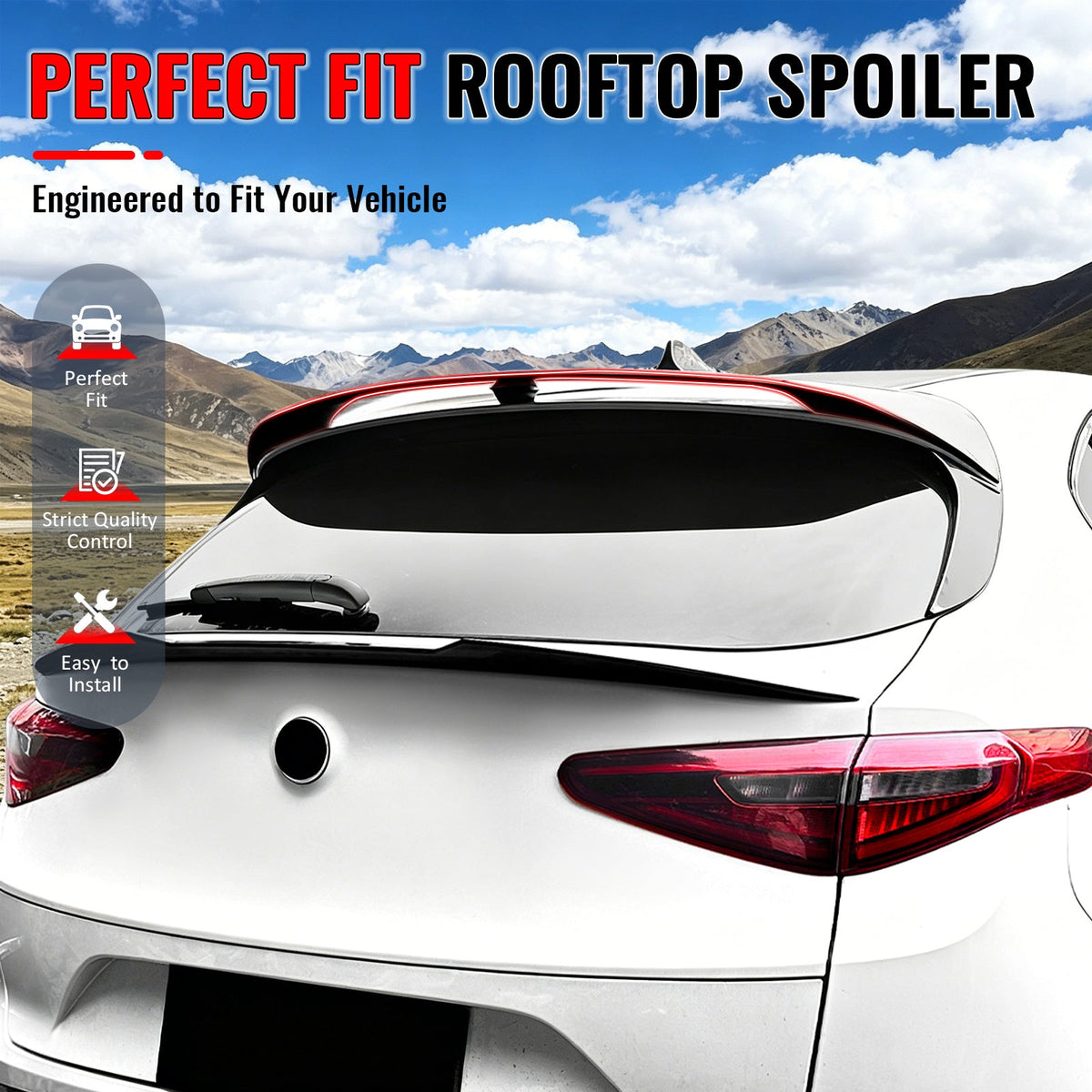 2017-2026 Alfa Romeo Stelvio Gloss Black IKON Style Rear Roof Spoiler Wing Lip ABS