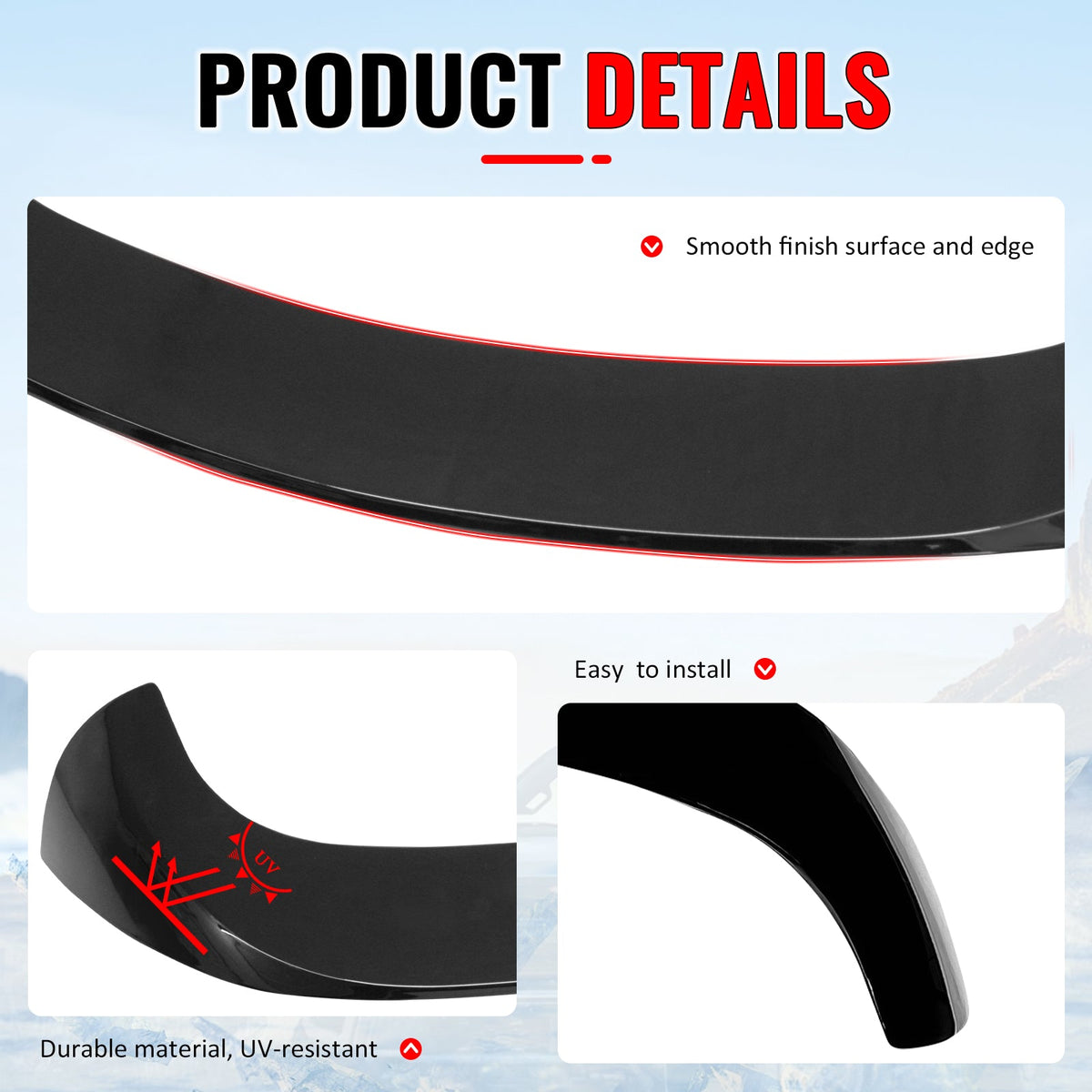 2017-2026 Alfa Romeo Stelvio Gloss Black IKON Style Rear Roof Spoiler Wing Lip ABS
