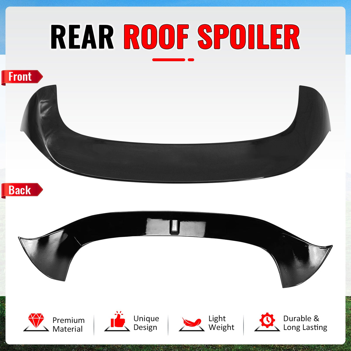 2023-2026 Alfa Romeo Tonale V Style Rear Roof Spoiler Deflector Gloss Black ABS
