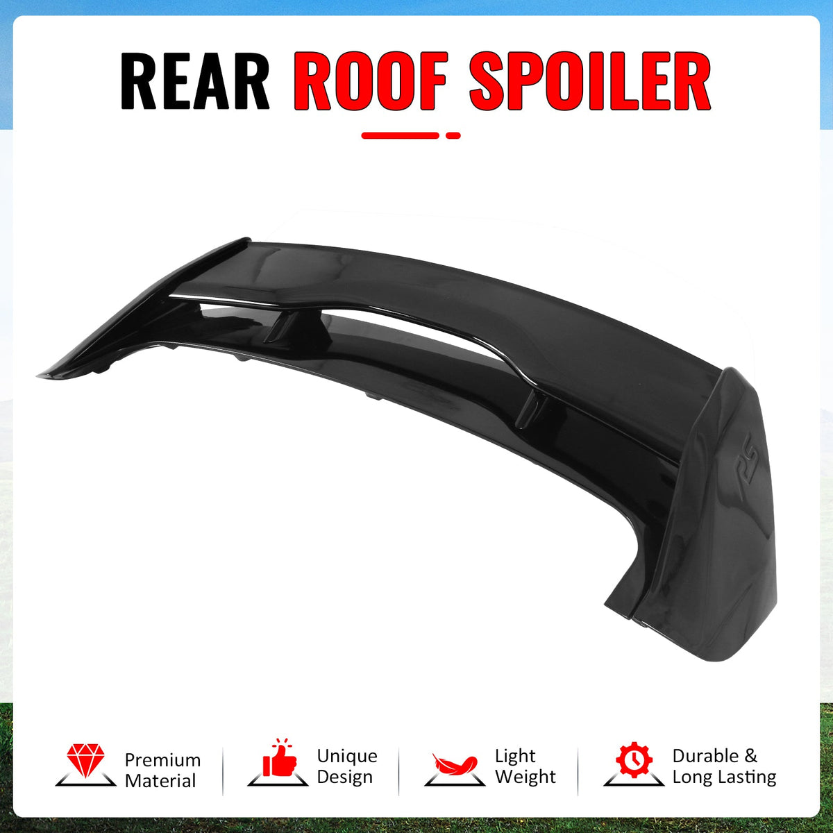Roof Spoiler for Ford Focus Hatchback 5-Door 2012-2018 RS Style Gloss Black ABS