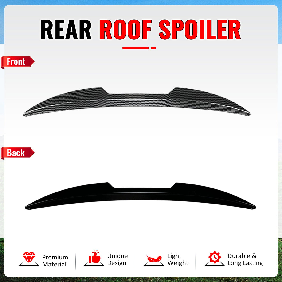 2013-2018 Ford Focus ST Rear Roof Window Spoiler Wing Exterior Auto Parts V Style Painted Carbon Fiber Print ABS Plastic