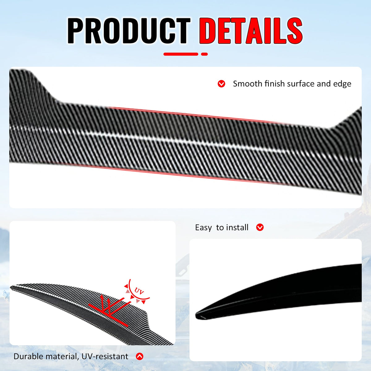 2013-2018 Ford Focus ST Rear Roof Window Spoiler Wing Exterior Auto Parts V Style Painted Carbon Fiber Print ABS Plastic