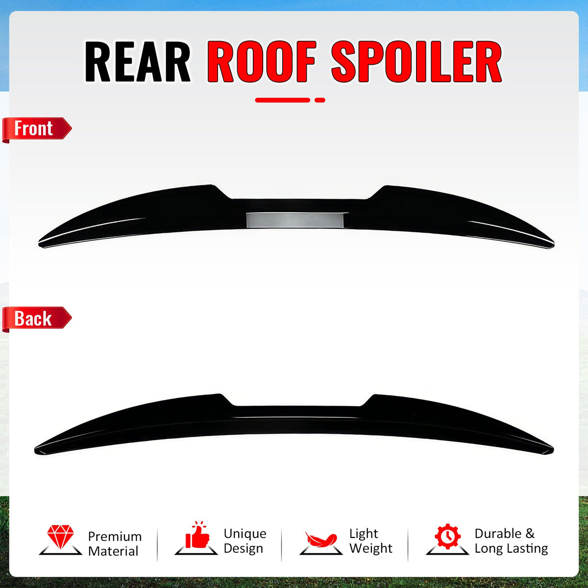 Rear Roof Window Spoiler Wing for Ford Focus ST 2013-2018 V Style Painted Gloss Black ABS Plastic