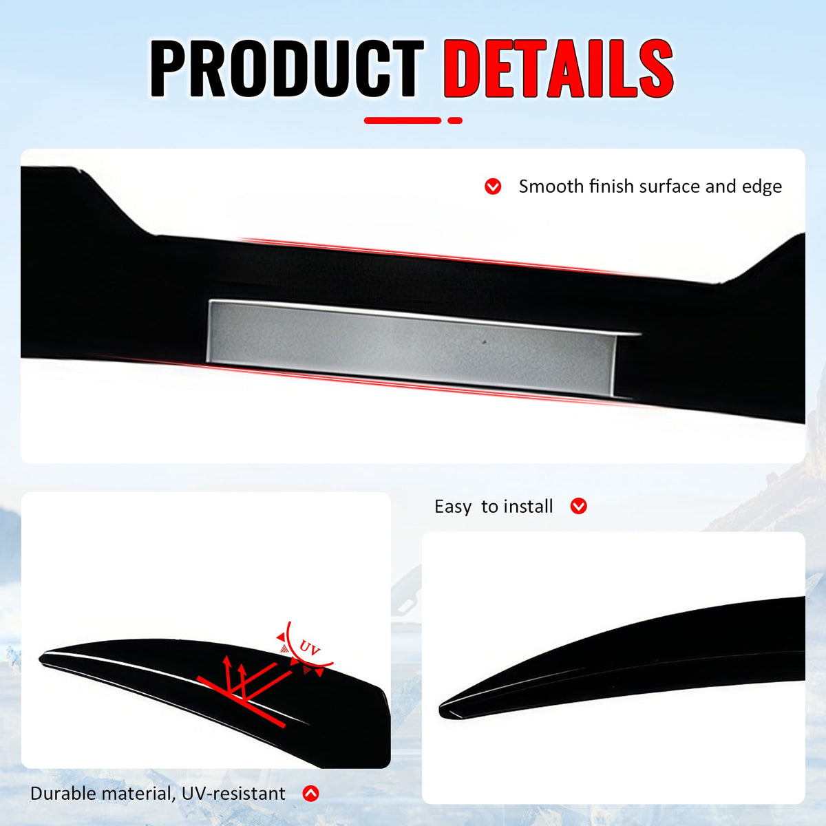 Rear Roof Window Spoiler Wing for Ford Focus ST 2013-2018 V Style Painted Gloss Black ABS Plastic