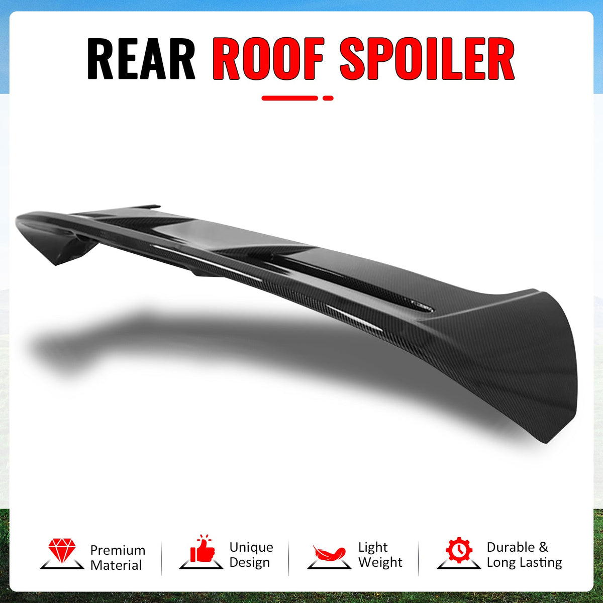 Rear Roof Window Spoiler Wing for Ford Fiesta Hatchback 2011-2019 ST Style Painted Carbon Fiber Print ABS Plastic
