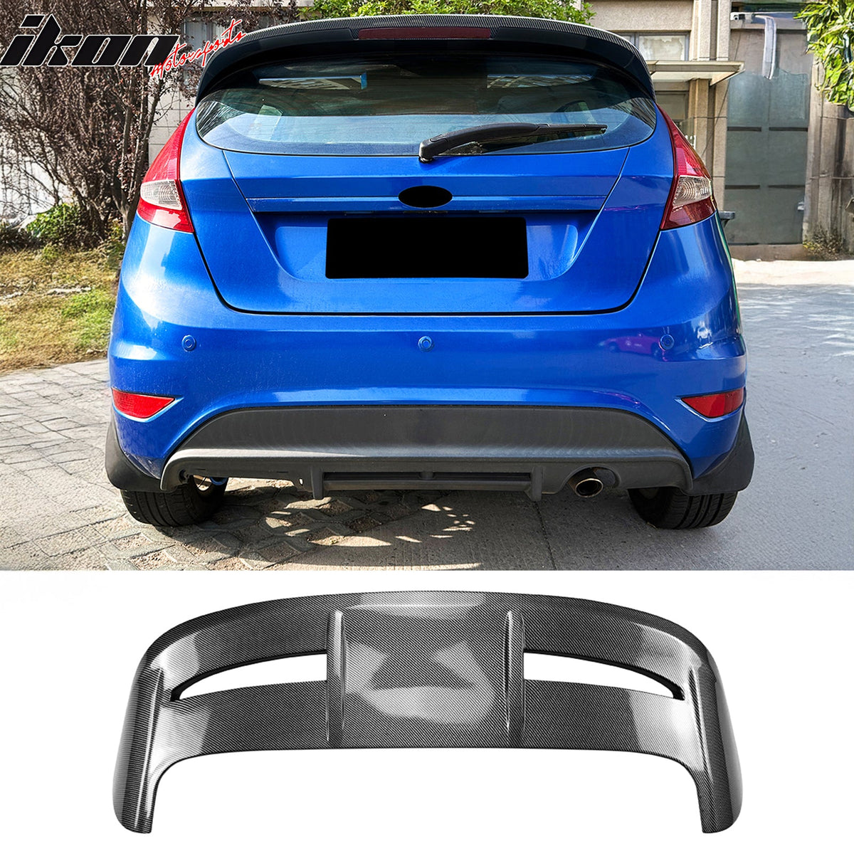 Rear Roof Window Spoiler Wing for Ford Fiesta Hatchback 2011-2019 ST Style Painted Carbon Fiber Print ABS Plastic