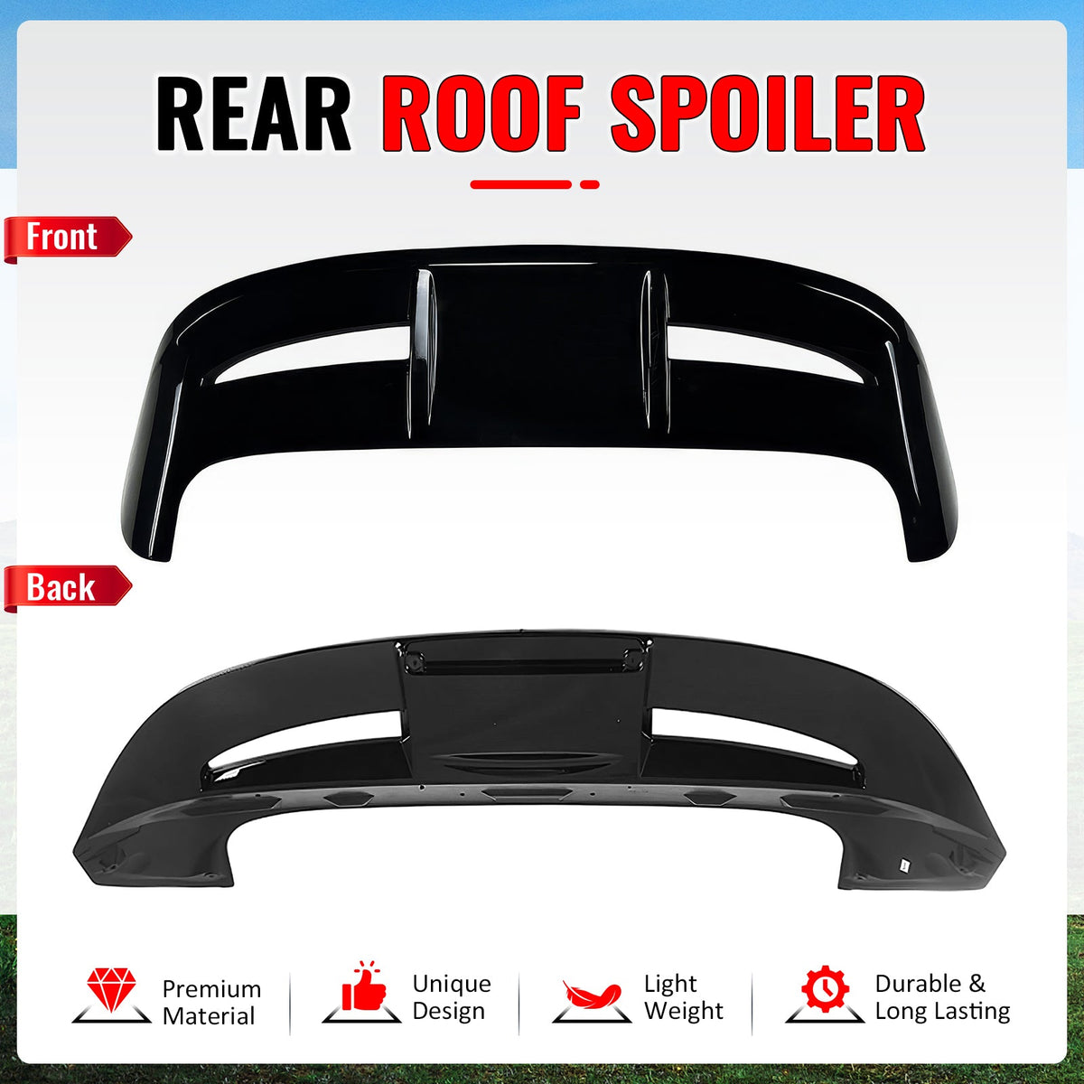 Rear Roof Window Spoiler Wing for Ford Fiesta Hatchback 2011-2019 ST Style Painted Gloss Black ABS Plastic