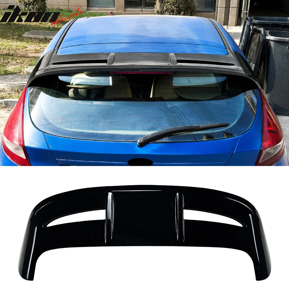 Rear Roof Window Spoiler Wing for Ford Fiesta Hatchback 2011-2019 ST Style Painted Gloss Black ABS Plastic