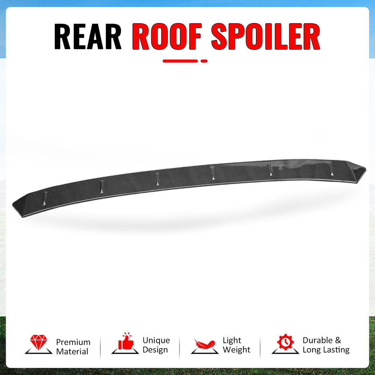 2022-2026 Honda Civic FL Type R Hatchback V Style Roof Spoiler Carbon Fiber Print ABS