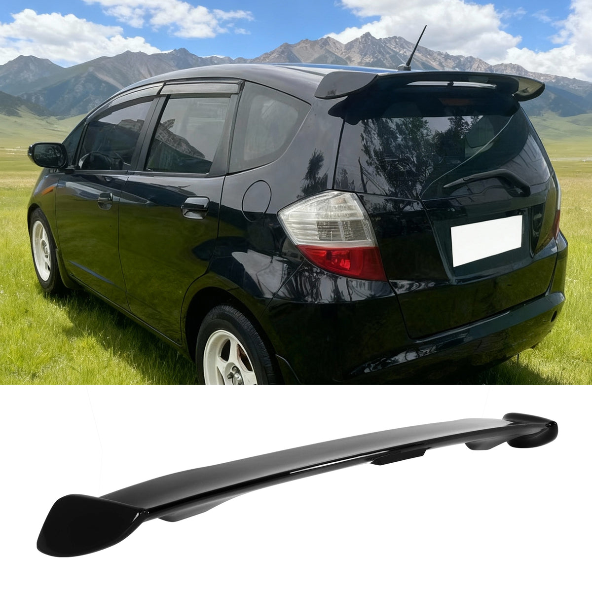 2009-2013 Honda Fit Mug Style Gloss Black Rear Roof Spoiler Wing ABS