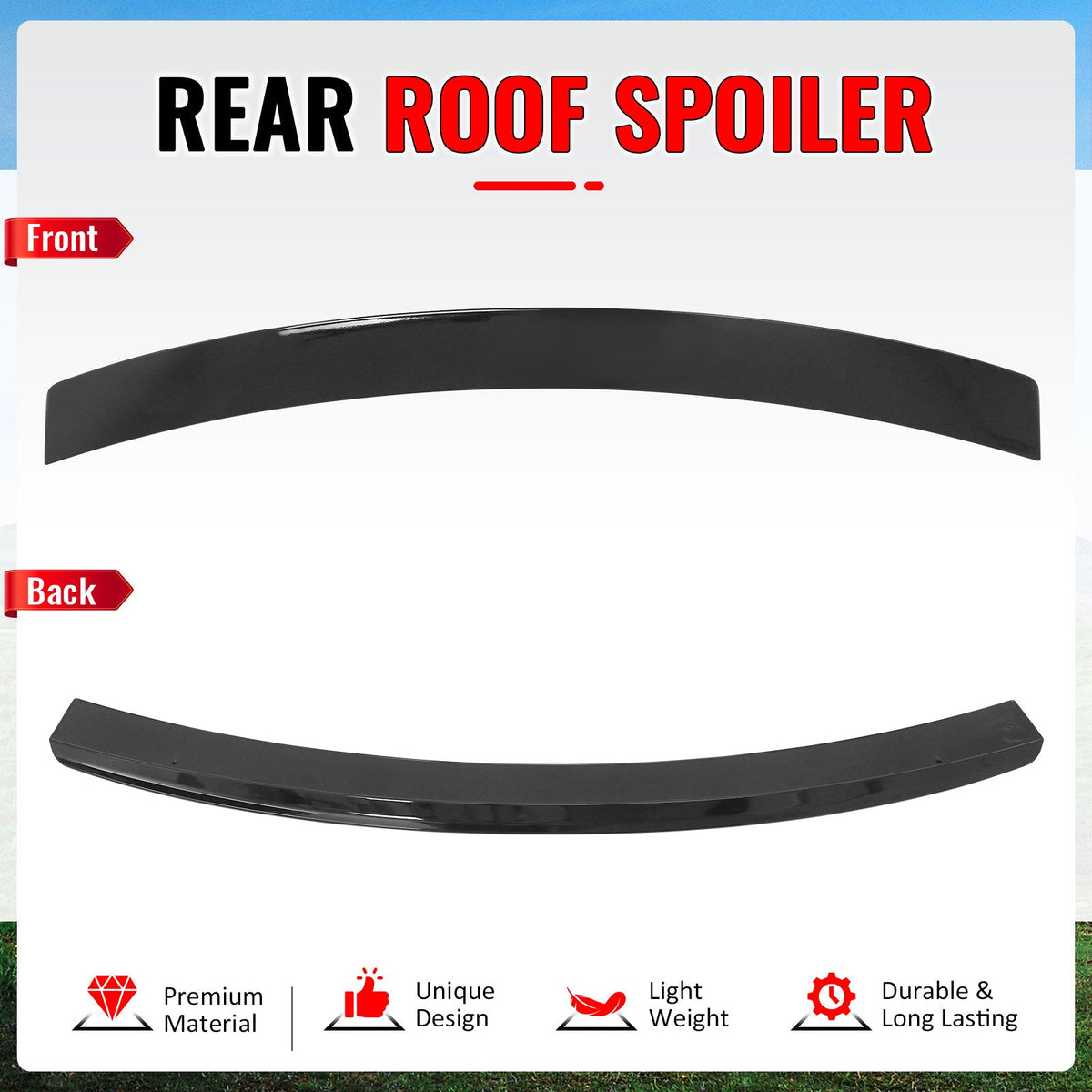 2012-2017 Hyundai Accent Sedan 4-Door Gloss Black Roof Spoiler ABS