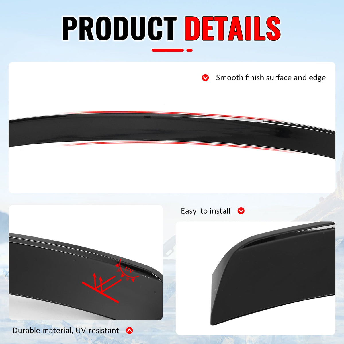 Roof Spoiler Rear Window Wing Lip for Infiniti Q50 2014-2024 Gloss Black ABS