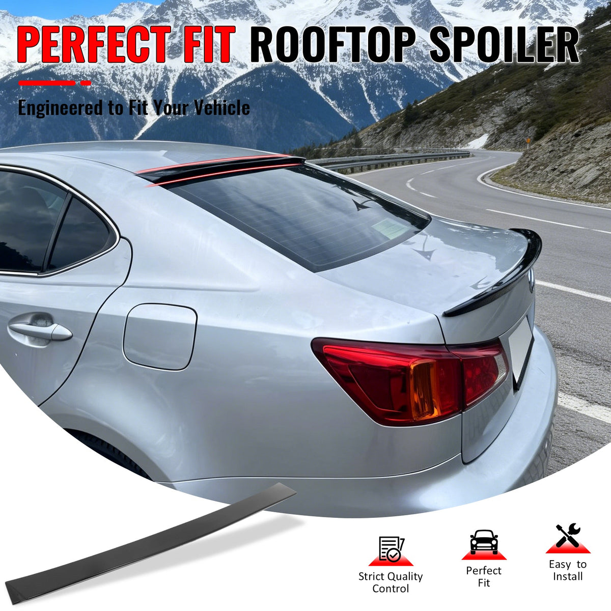 2006-2013 Lexus IS250/IS350 XE20 & 2008-2013 IS F Sedan 4-Door Rear Roof Top Window Spoiler Wing Added on OE Style Gloss Black ABS Plastic