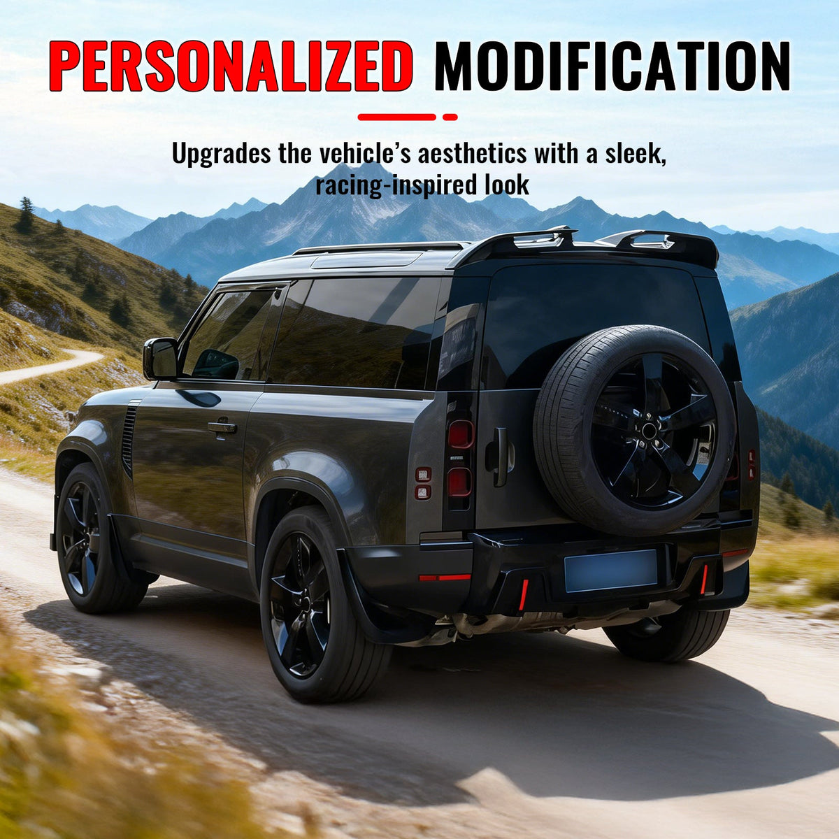 2020-2026 Land Rover Defender 90/110/13 IKON V1 Style Gloss Black ABS Rear Window Roof Spoiler Roofline Windshield Visor Wing