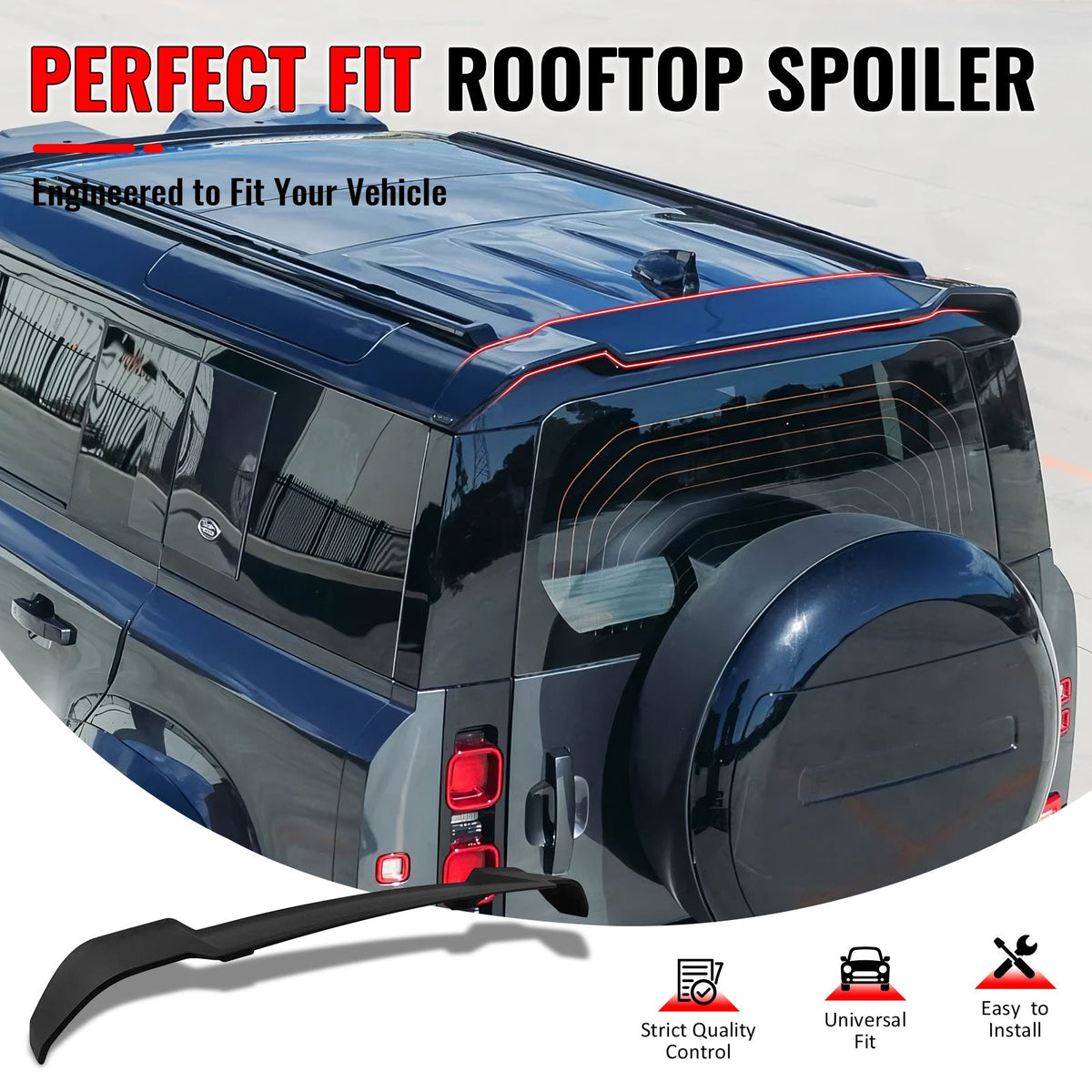 Roof Spoiler for Land Rover Defender 90 110 130 2020-2026 V Style Matte Black ABS
