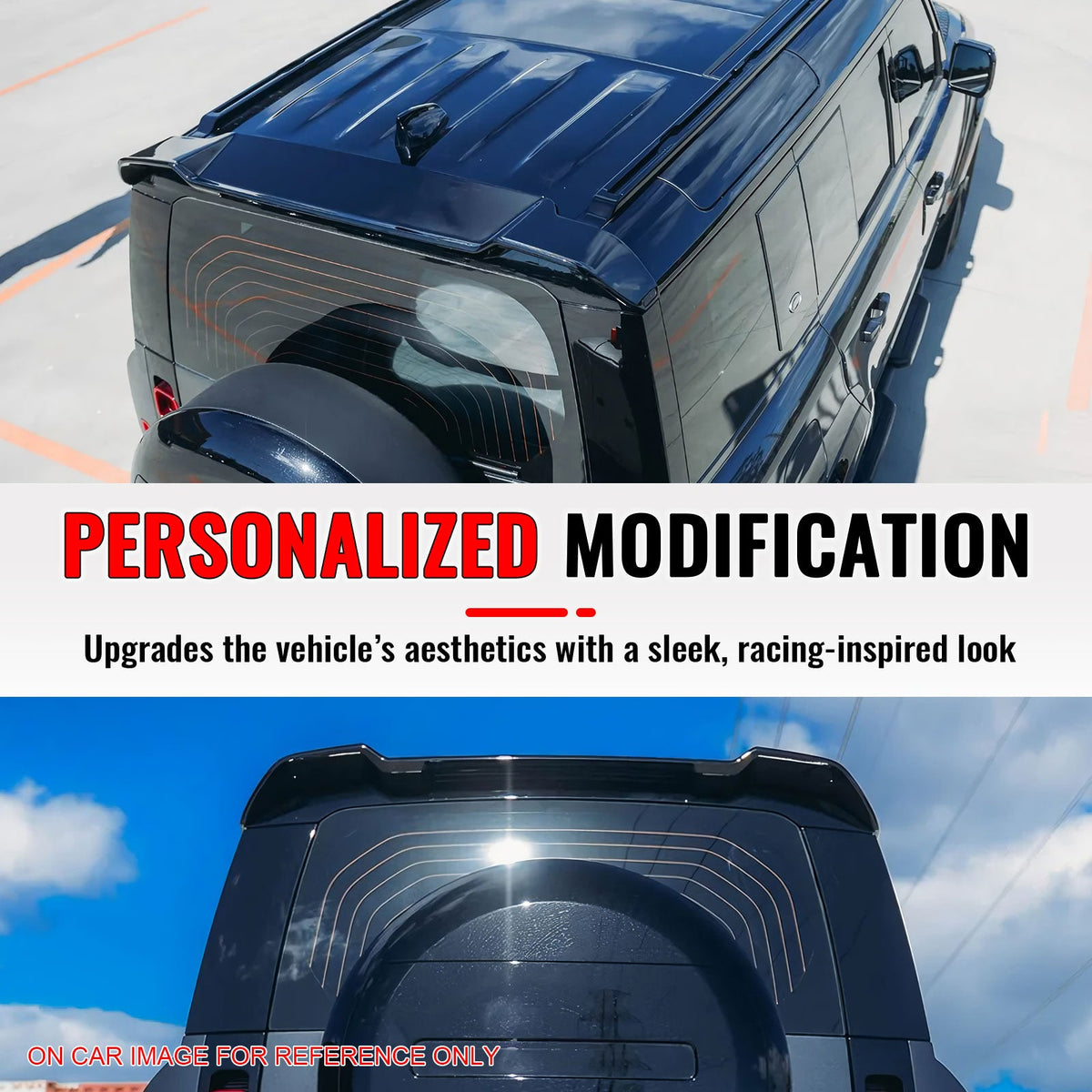 Roof Spoiler for Land Rover Defender 90 110 130 2020-2026 V Style Carbon Fiber Print ABS