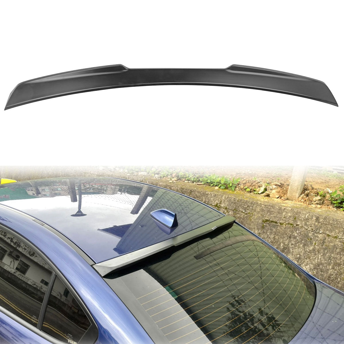 2015-2021 Subaru WRX X Style Unpainted Black Rear Roof Spoiler ABS
