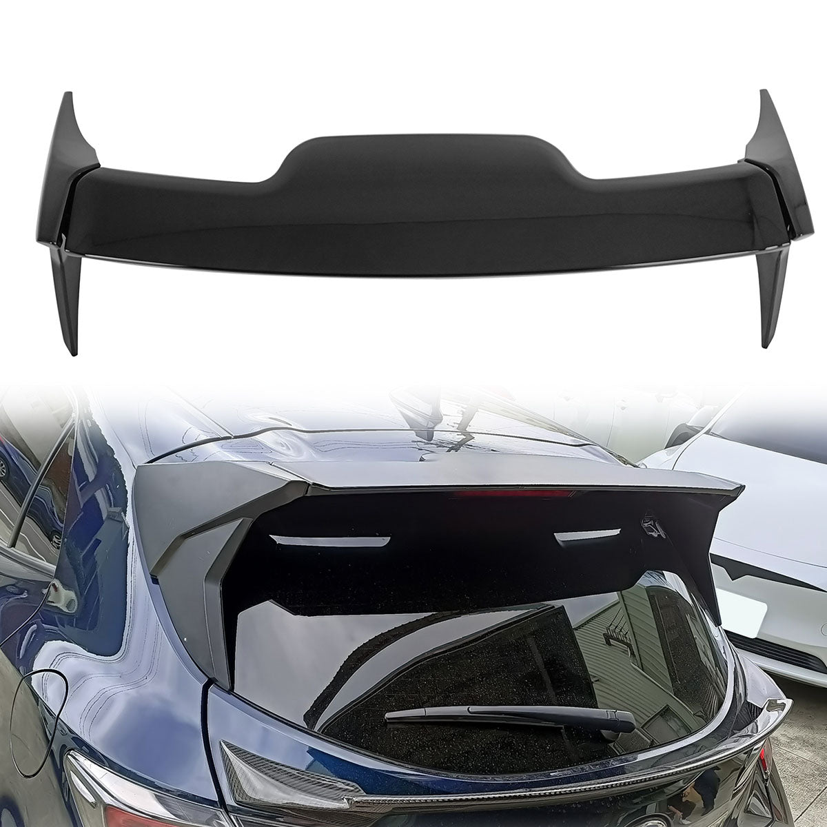 2019-2025 Toyota GR Corolla Hatchback Gloss Black 3PC Roof Spoiler ABS