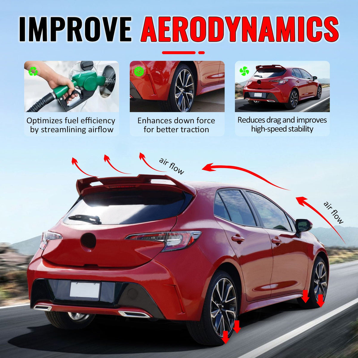 Rear Roof Window Spoiler Wing for Ford Fiesta Hatchback 2011-2019 ST Style Painted Carbon Fiber Print ABS Plastic