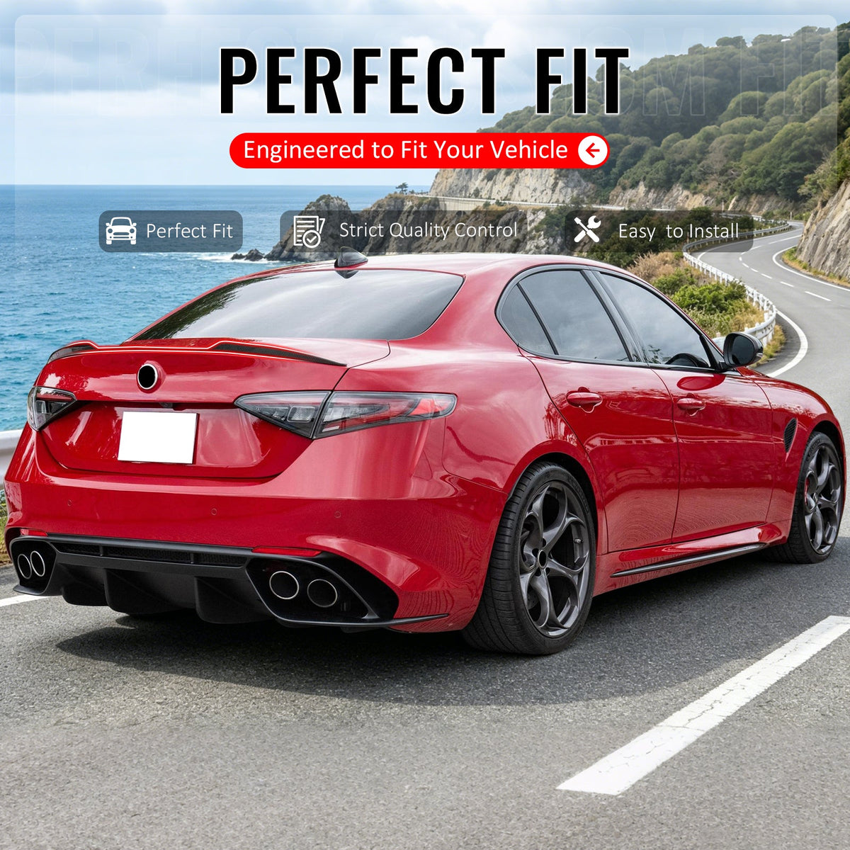 2017-2026 Alfa Romeo Giulia OE Style Trunk Spoiler Wing Carbon Fiber Print ABS