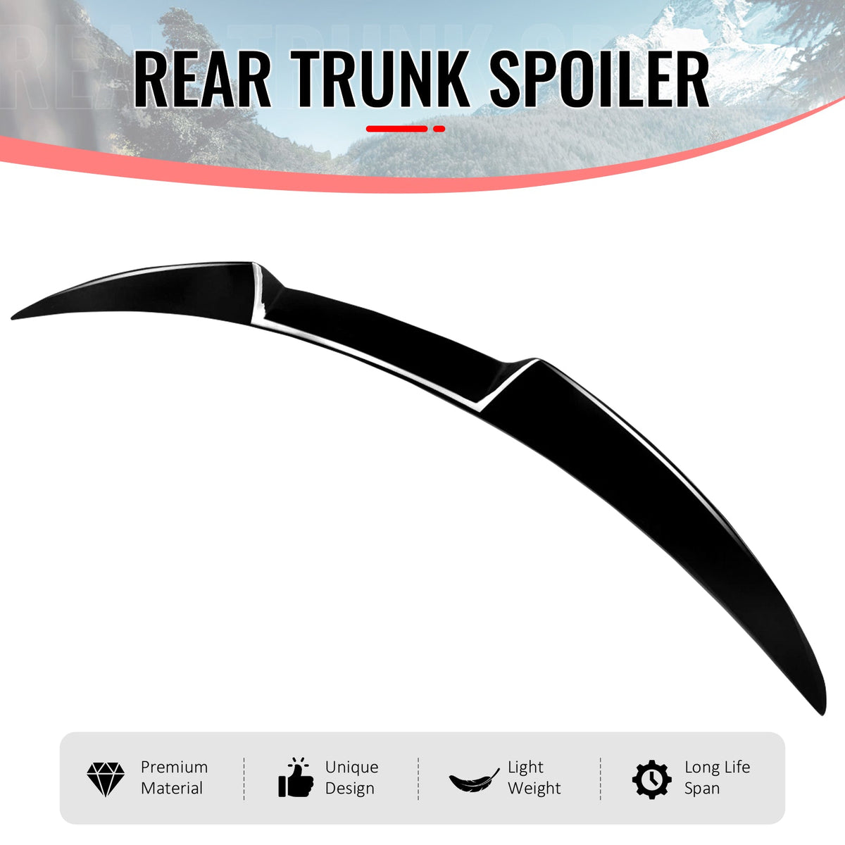 2017-2026 Alfa Romeo Giulia OE Style Rear Trunk Spoiler Wing Gloss Black ABS