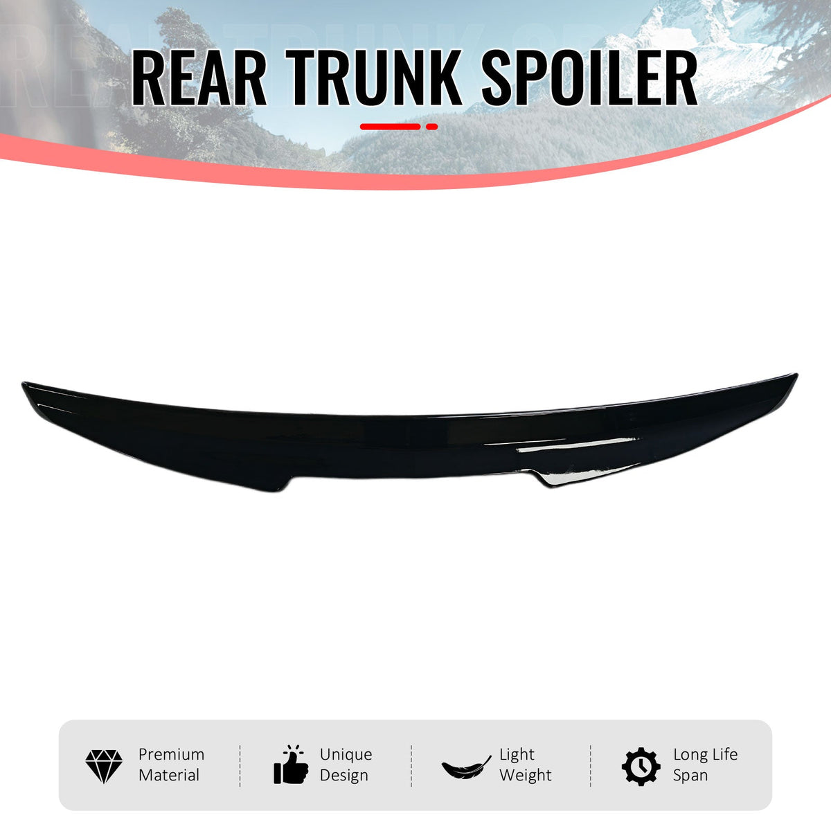 Rear Trunk Spoiler for Acura TL Sedan 4DR 2004-2008 PSM Style Gloss Black ABS