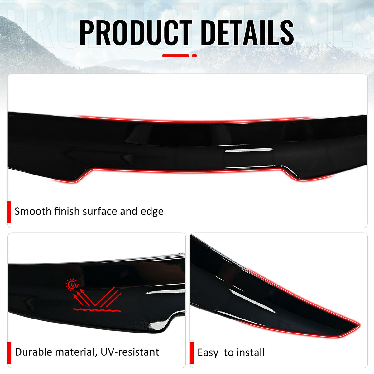 Rear Trunk Spoiler for Acura TL Sedan 4DR 2004-2008 PSM Style Gloss Black ABS