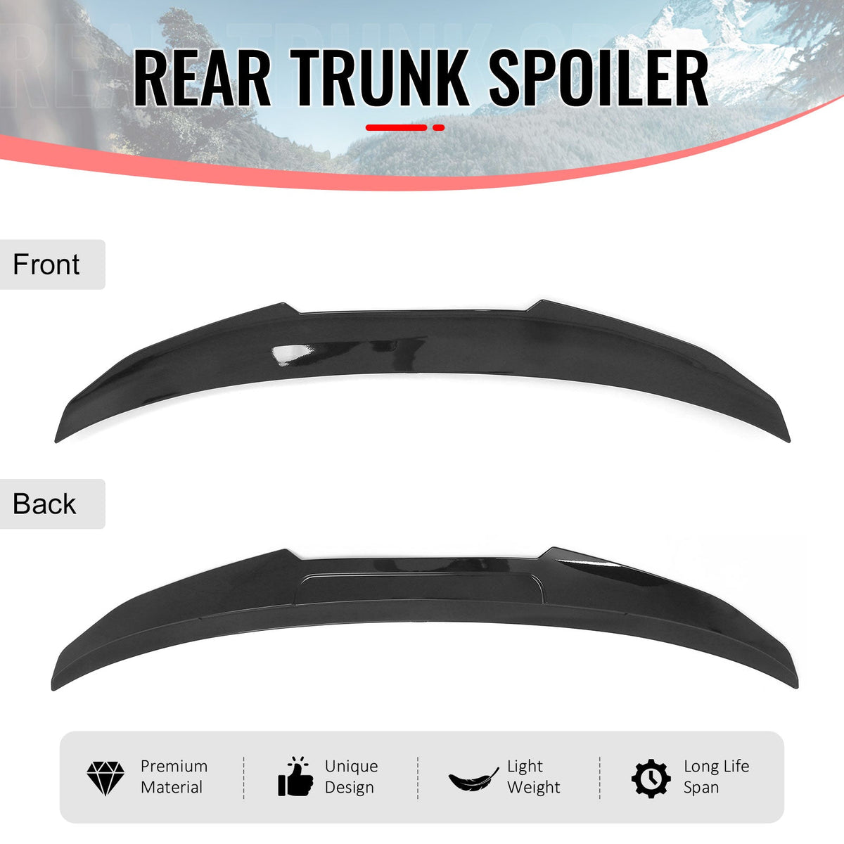 2014-2020 BMW 4-Series F83 M4 Convertible PSM Style Gloss Black Trunk Spoiler ABS