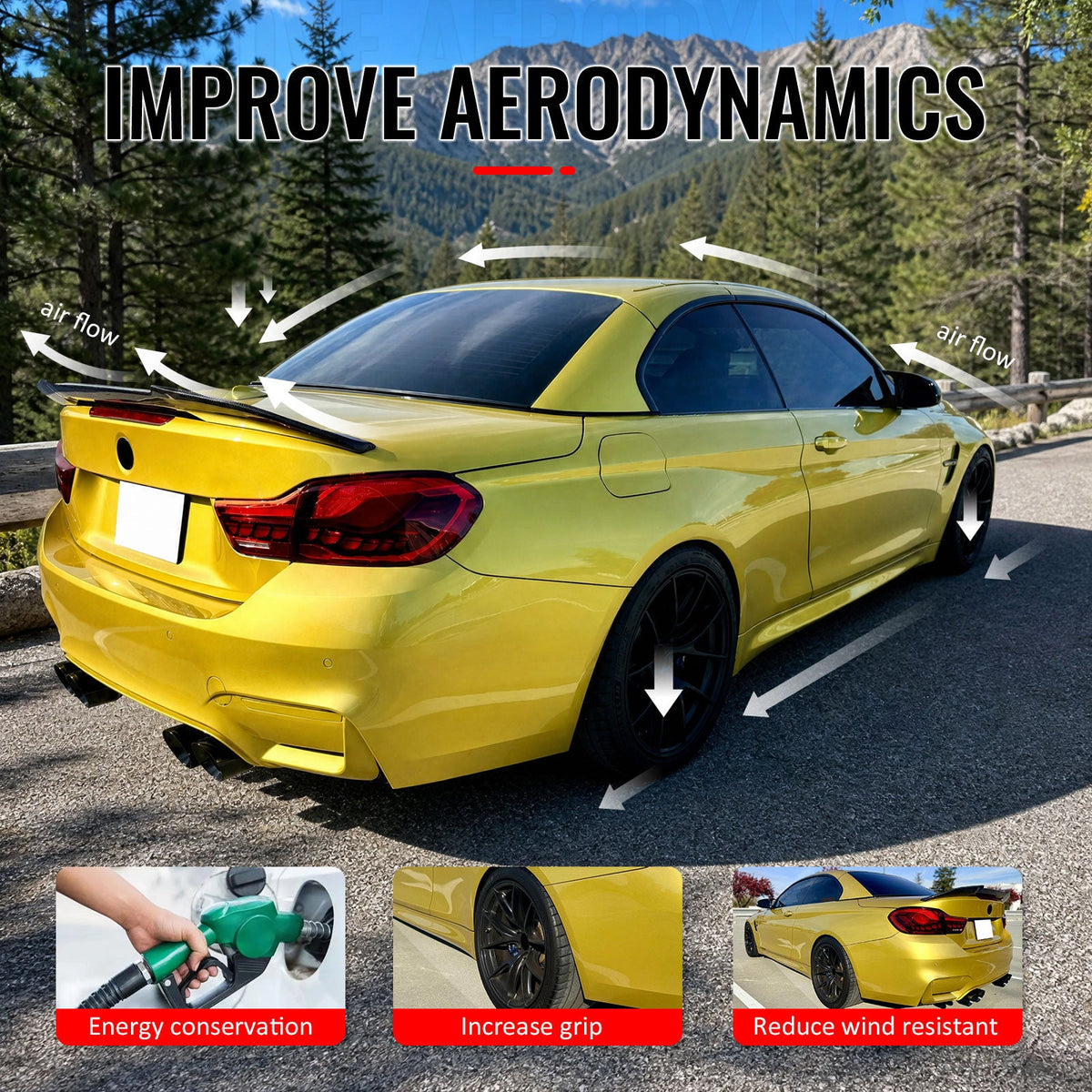 2014-2020 BMW 4-Series F83 M4 Convertible PSM Style Gloss Black Trunk Spoiler ABS