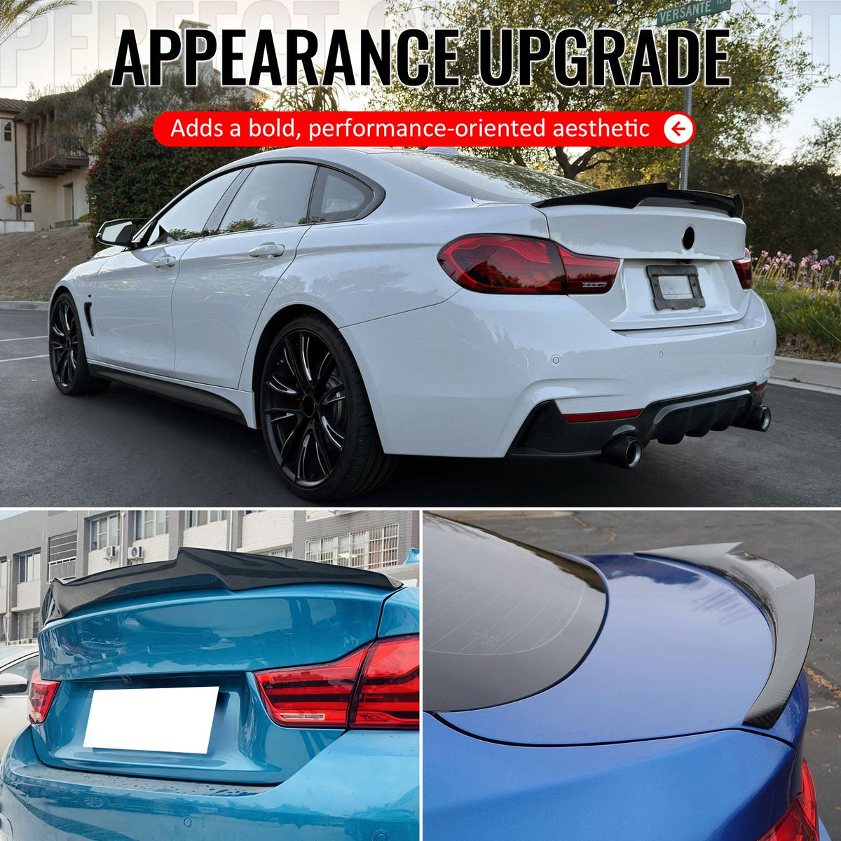2015-2020 BMW F36 4 Series Gran Coupe M4 Style Carbon Fiber Print Trunk Spoiler ABS