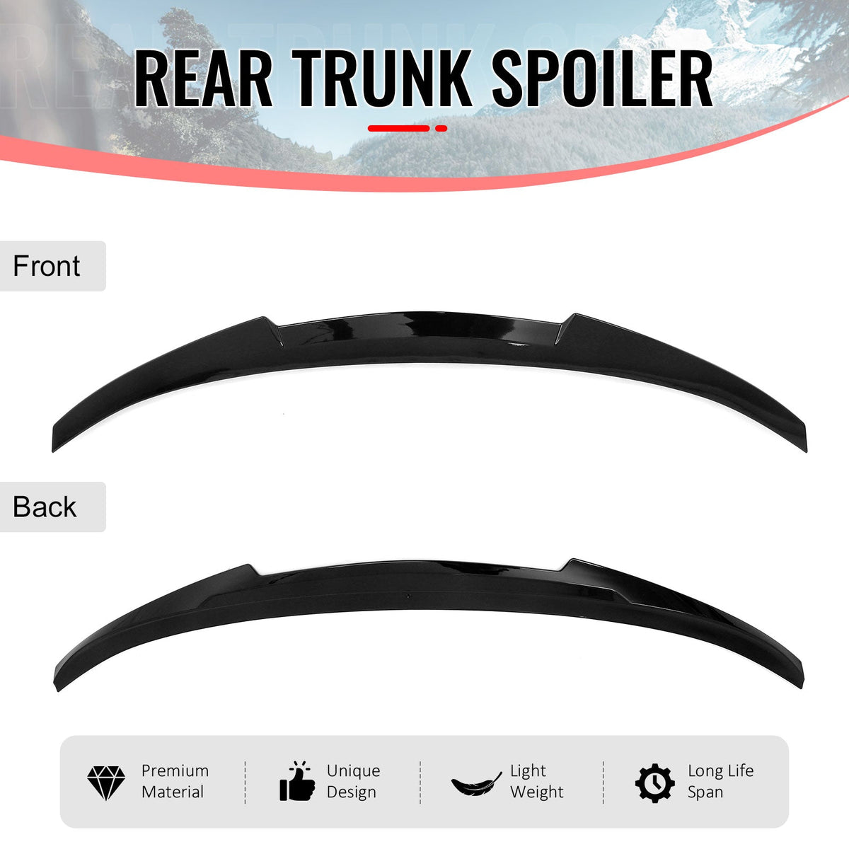 2015-2020 BMW F36 4 Series Gran Coupe M4 Style Gloss Black Trunk Spoiler ABS