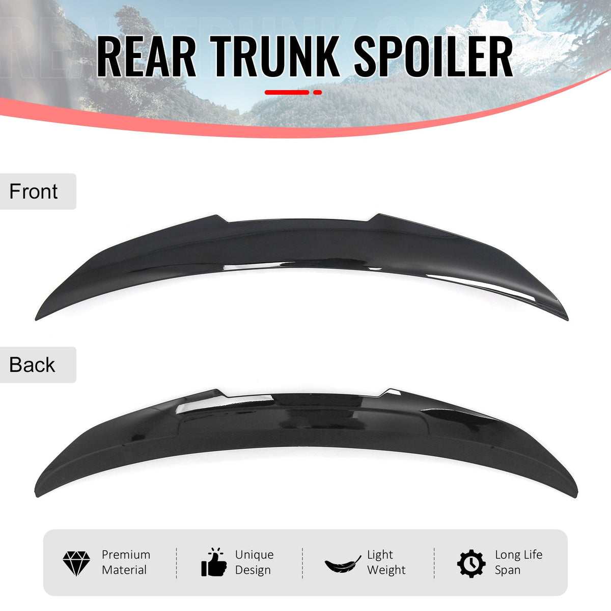 2015-2020 BMW F36 4 Series Gran Coupe PSM Style Gloss Black Trunk Spoiler ABS